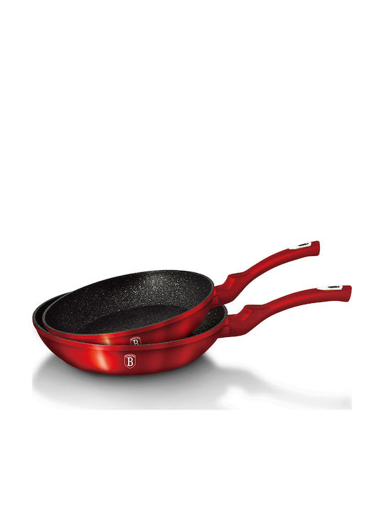 Berlinger Haus Metallic Line Pans Set of Aluminum with Stone Coating Burgundy Collection 2pcs