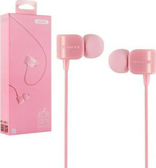 Remax RM-502 In-ear Handsfree με Βύσμα 3.5mm Ροζ
