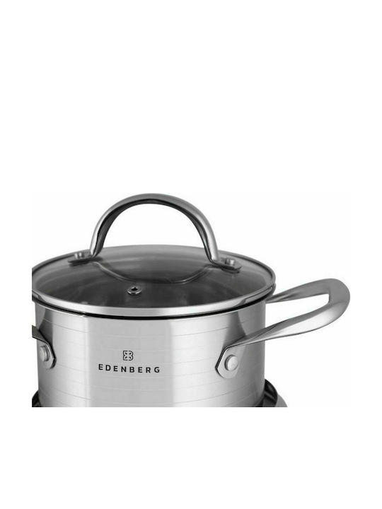 Edenberg Cookware Set of Stainless Steel with No Coating Silver 12pcs