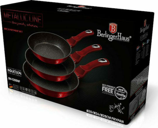 Berlinger Haus Metallic Line Комплект Тигани от Алуминий Burgundy Collection с Вътрешно Покритие от Камък 3 Съда