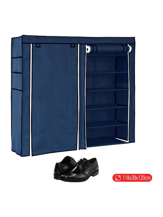 Suport pentru pantofi cu 12 Rafturi Albastru L118xW30xH120cm