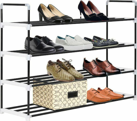 Plastik Schuhschrank mit 4 Regalen Schwarz L91xW29xH74cm