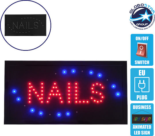 GloboStar Motion LED Sign One - Sided 48x25cm Red / Blue