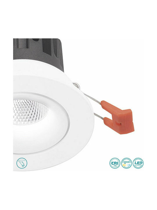 Gea Luce Aran Rotund Metalic Spot Încorporat cu LED Integrat și Lumină Alb Cald Alb 11.5x11.5cm. 1buc