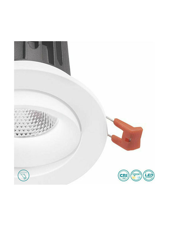 Gea Luce Aran Round Metallic Recessed Spot with Integrated LED and Warm White Light White 15.5x15.5cm. 1pcs