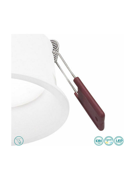 Gea Luce Vega Rund Metallisch Einbau Spot mit integriertem LED und Warmweißes Licht Weiß 13.3x13.3cm. 1Stück