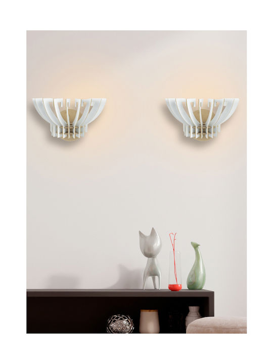 HomeMarkt Modern Wall Lamp with Socket E27 White Width 32cm