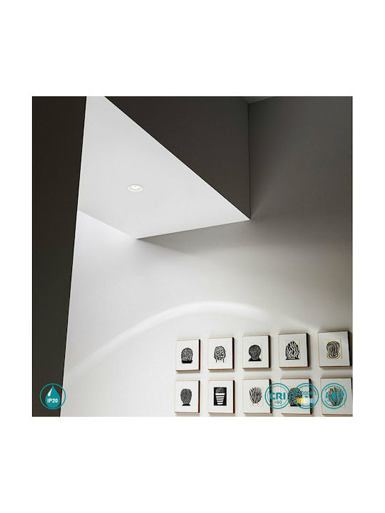 Gea Luce Eden Rund Metallisch Einbau Spot mit integriertem LED und Natürliches Weißes Licht Weiß 10x10cm. 1Stück