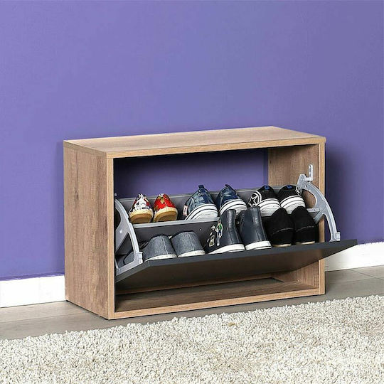 Step Wooden Shoe Organizer Sonoma / Anthracite 60x30x42cm