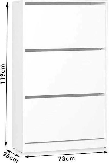 Holz Schuhschrank Step 18 mit 3 Regalen Rot L73xW26xH119cm