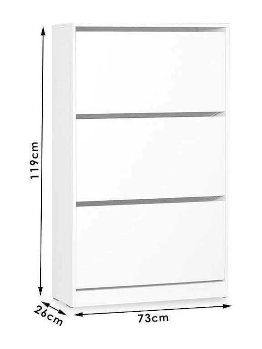 Suport pentru pantofi Step 18 cu 3 Rafturi Galbenă L73xW26xH119cm