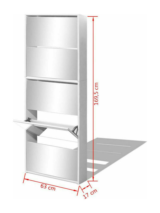 Suport pentru pantofi cu 5 Rafturi Albă L63xW17xH169.5cm