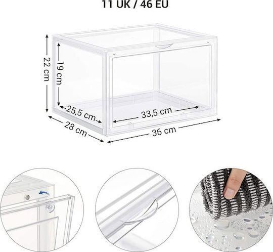 Songmics Пластмасов Калъф За Съхранение За Обувки И Дрехи В Бял Цвят 36x28x22см 6 Бройки