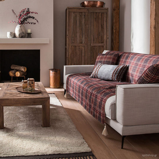 Gofis Home Scotch 949 Фотьойл Throw 2 Страни Плетиво 140x170см Червена