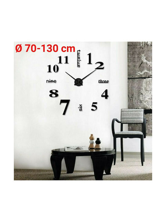 3D 3D Wall Clock Sticker Plastic Black