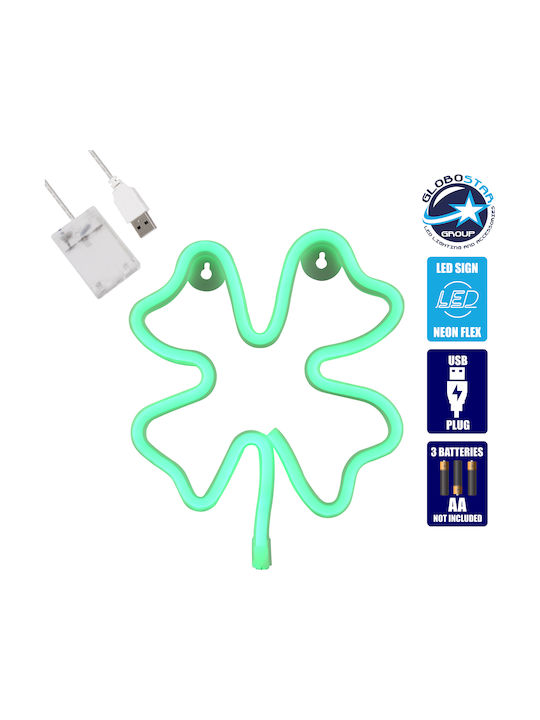 GloboStar Neon Διακοσμητικό Φωτιστικό Four Leaf Clover LED Φιγούρα