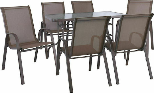 Set Sala De Mese Pentru Exterior Rio 7 Piese Maro E2405 S
