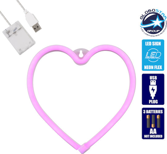 GloboStar Dekorative Lampe Herz Rosa