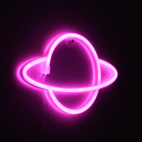 GloboStar Planet Saturn Декоративна Лампа Фигура Розов