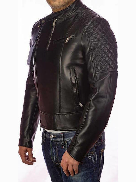 Δερμάτινο Μπουφάν Biker Μαύρο