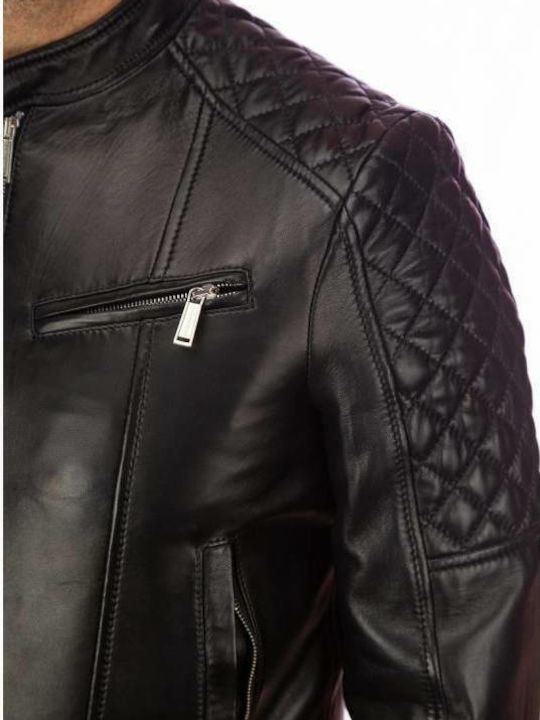 Δερμάτινο Μπουφάν Biker Μαύρο