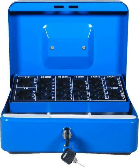 Sax Cash Box with Lock Blue Box L 0-812-04