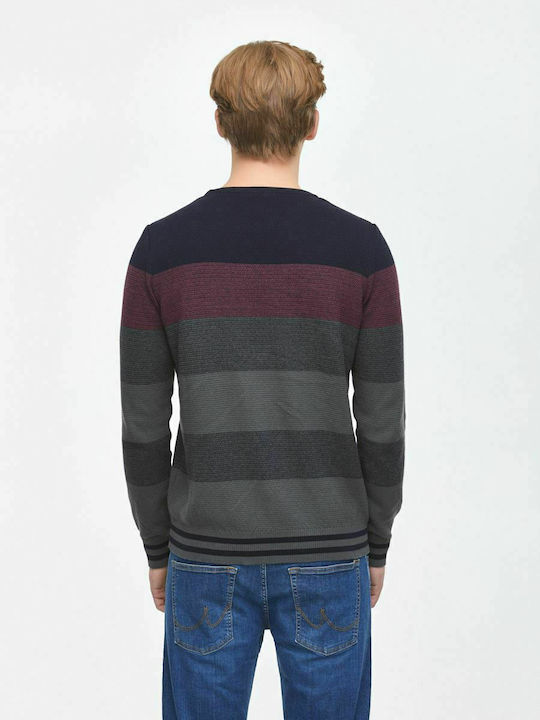 Men's striped sweater with round neckline Ltb (WEJEPE-3439-18012)