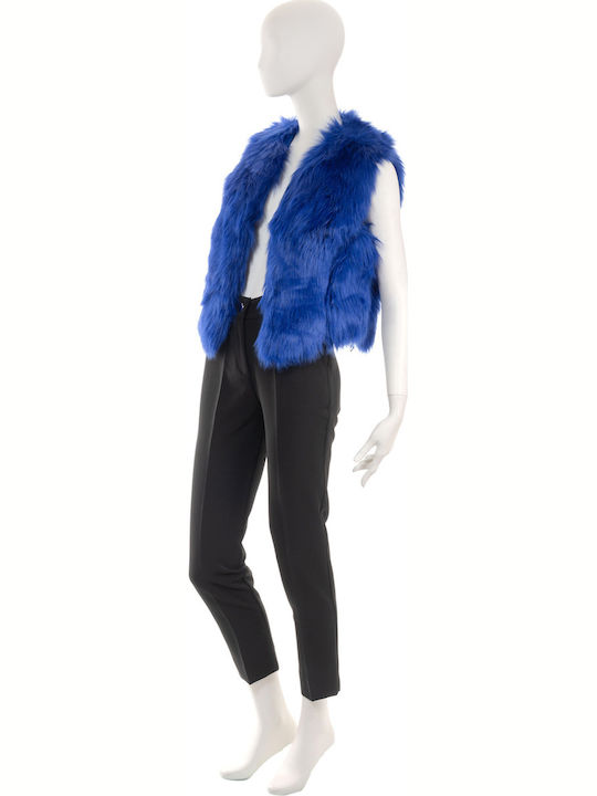 Women's Sleeveless Short Fur Blue