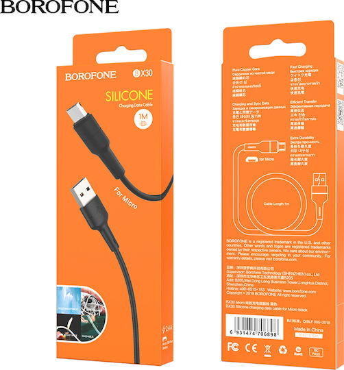 Borofone BX30 Regulär USB 2.0 auf Micro-USB-Kabel Schwarz 1m 1Stück
