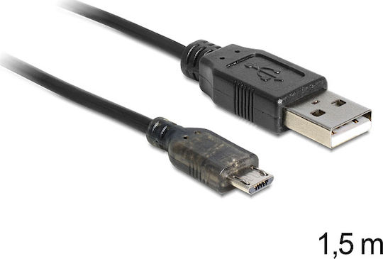 DeLock Regular USB 2.0 to micro USB Cable Μαύρο 1.5m (83272)