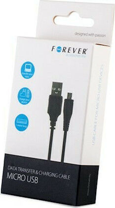 Forever Flat USB 2.0 to micro USB Cable Μαύρο 1m (5900495323750)