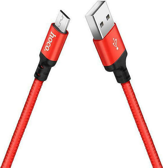 Hoco Braided USB 2.0 to micro USB Cable Κόκκινο 1m (X14)
