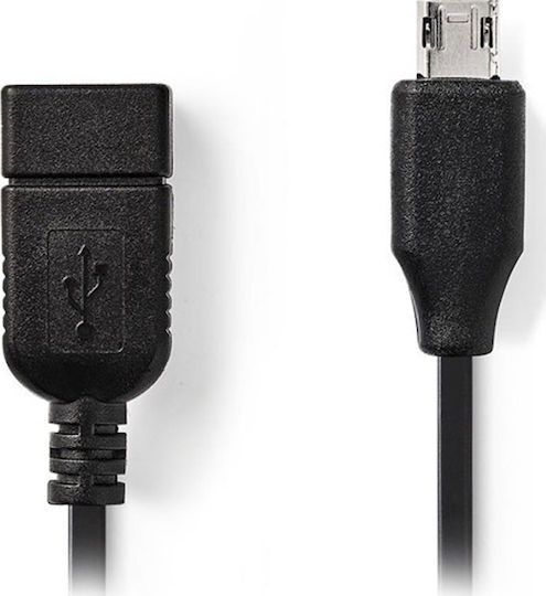 Nedis Regular USB 2.0 to micro USB Cable Μαύρο 0.2m (CCGP60515BK02)