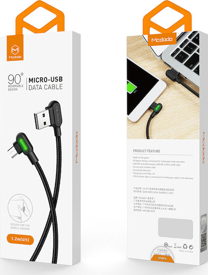Mcdodo 1.2m Angle (90°) / Braided USB 2.0 to micro USB Cable (CA-5771)