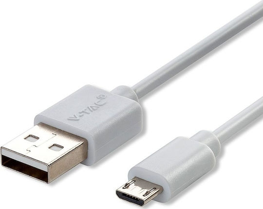 V-TAC Pearl Regulat USB 2.0 spre micro USB Cablu Alb 1m (8480) 1buc