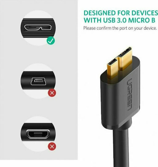 Ugreen Regular USB 3.0 to Micro USB Cable Black 2m 10843 1 Piece