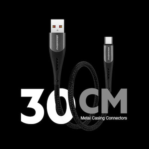 Rockrose Geflochten USB 2.0 auf Micro-USB-Kabel Schwarz 0.30m (RRCS10MM) 1Stück