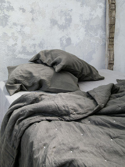 Nima Linen Tagesdecken Übergröße Dunkelgrau 240x260cm