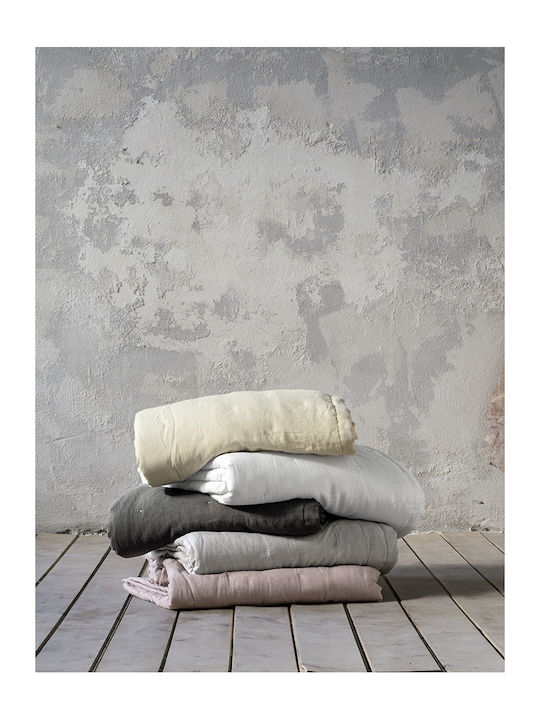 Nima Linen Coverlet Queen Size Dark Gray 240x260cm