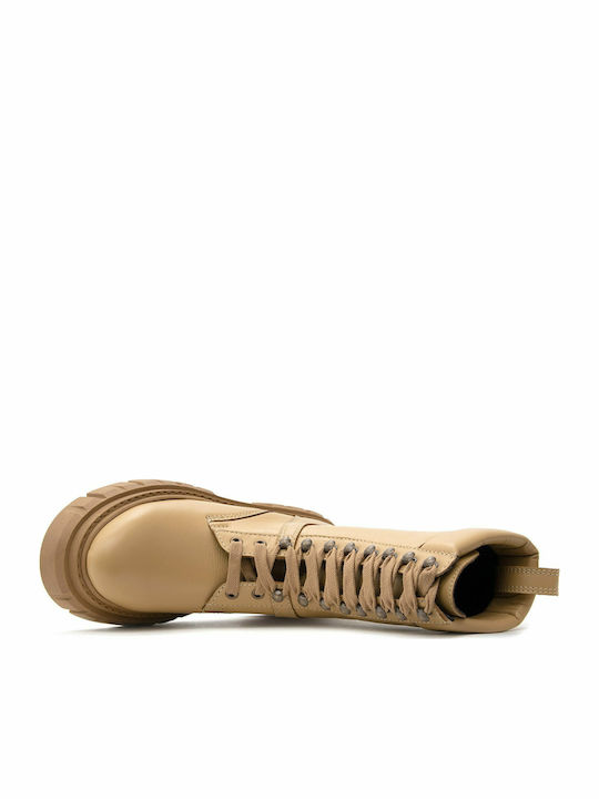 Ghete Dame din Piele Cu Blană Camel