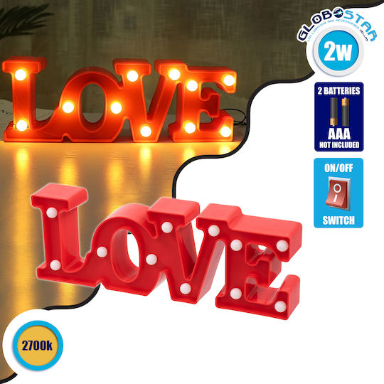 GloboStar Decorative Lamp Love Red
