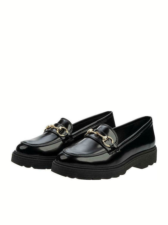 S Patent Leather Women's Moccasins in Black Color