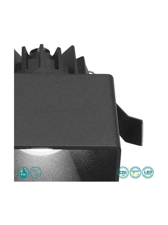Gea Luce Faye Square Metallic Recessed Spot with Integrated LED and Warm White Light Black 7x7cm. 1pcs