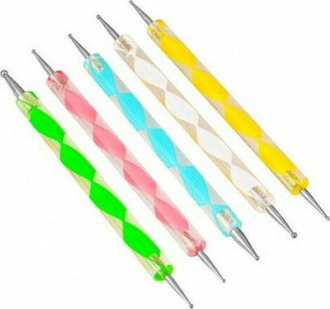 Set of 5 plastic nail decoration tools with dots 24646 Set Nail Brushes Dotting Tool GN27723