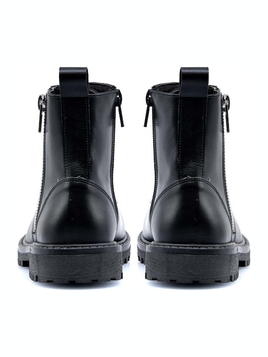1835 Anatomical Leather Kids Boots with Zipper Black