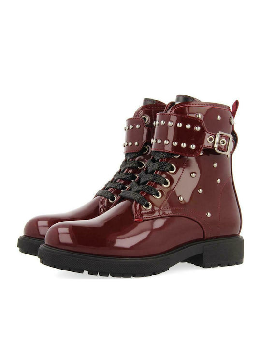 64002 Kids Boots from Patent Leather with Zipper Burgundy