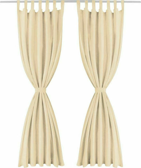 vidaXL Пердета И Завеси С Презрамки Microsatin Бежов 140x225см