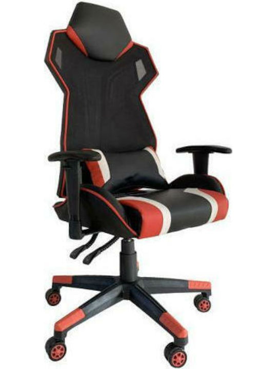 Fylliana D01 Καρέκλα Gaming Δερματίνης με Ρυθμιζόμενα Μπράτσα Μαύρο/Κόκκινο