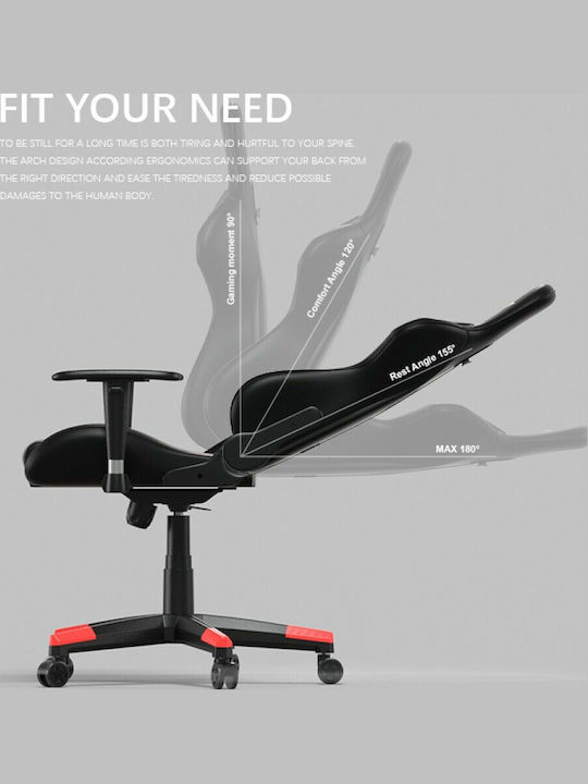 Oneray D0917 Artificial Leather Gaming Chair with Adjustable Arms Red