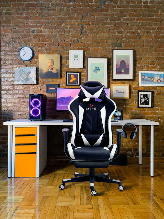 Raptor Stellar Artificial Leather Gaming Chair with Footrest White